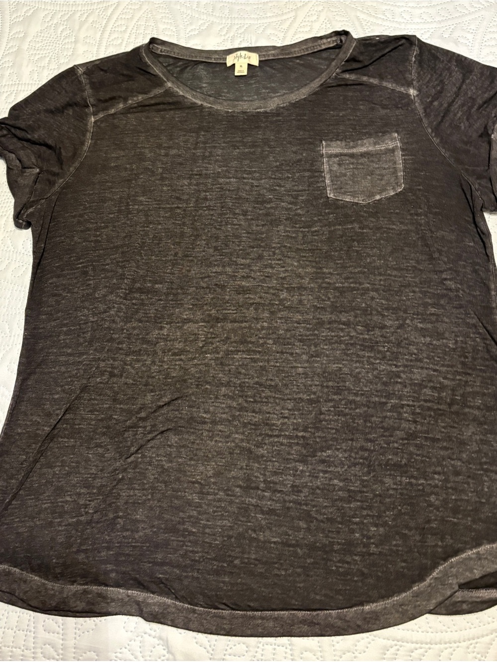 Style & Co. Charcoal Washed Short Sleeve Pocket Tee